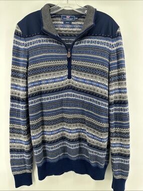 Vineyard Vines Patterned Quarter-Zip Merino Wool Sweater Men’s Medium
